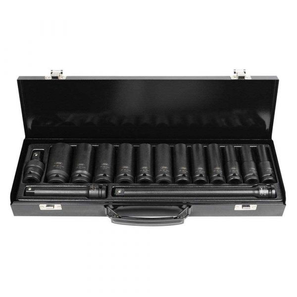 Jbm Pontas 1/2´´ Impact Set With 12 Long Hexagonal Sockets + Adapters 15 Peças Prateado