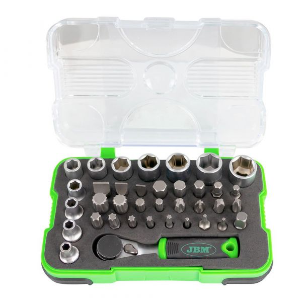 Jbm 1/4´´ Mini Ratchet Set 38 Pieces Transparente