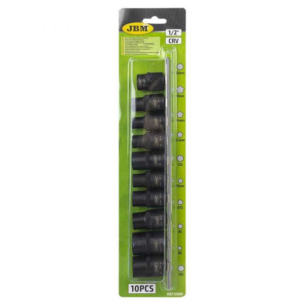Jbm Pontas 1/2´´ Special Sockets para Automotive Set 10 Peças Transparente