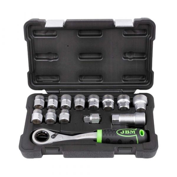 Jbm Zinc Plated Go-through Tool Case 14 Pieces Prateado