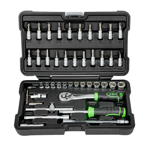 Jbm Case Of 46 Pieces With Zinc Plated Hexagonal Sockets Prateado