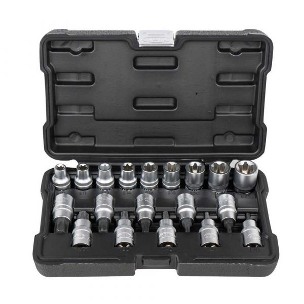 Jbm Briefcase Of 1/2´´ Torx Sockets And Bits 19 Pieces Prateado