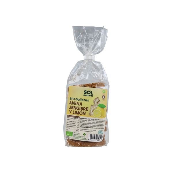 Sol Natural Biscoitos Aveia Gengibre Limão 200g