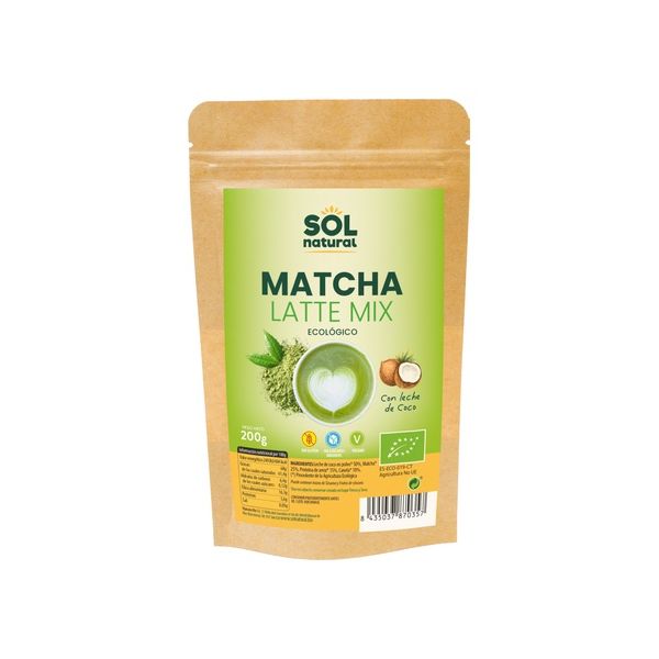 Sol Natural Mistura de Matcha Latte com Leite de Coco Bio 200g