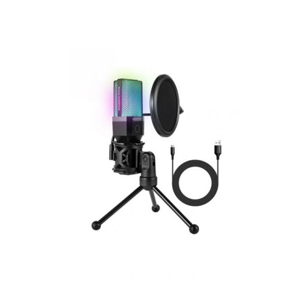 Woxter Mic Studio 65 RGB Microfone Condensador para Streaming Preto