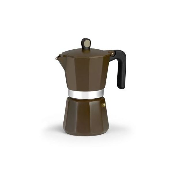 Monix New Cream Cafeteira Italiana de Alumínio 12 Chávenas Castanha