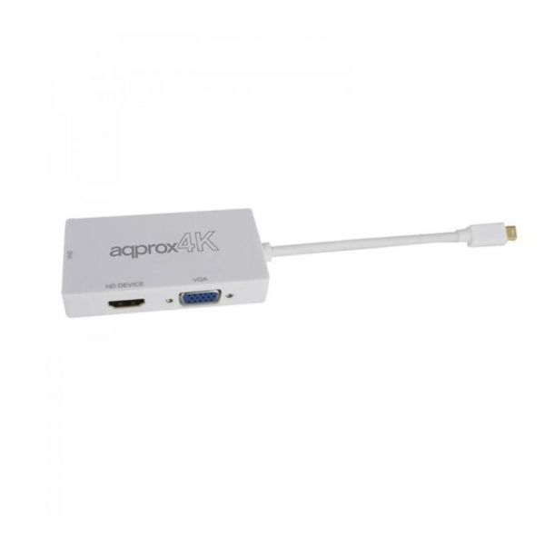 Approx Adaptador DisplayPort a HDMI/VGA/DVI 4K 3 em 1 - ADAPTAPPC37