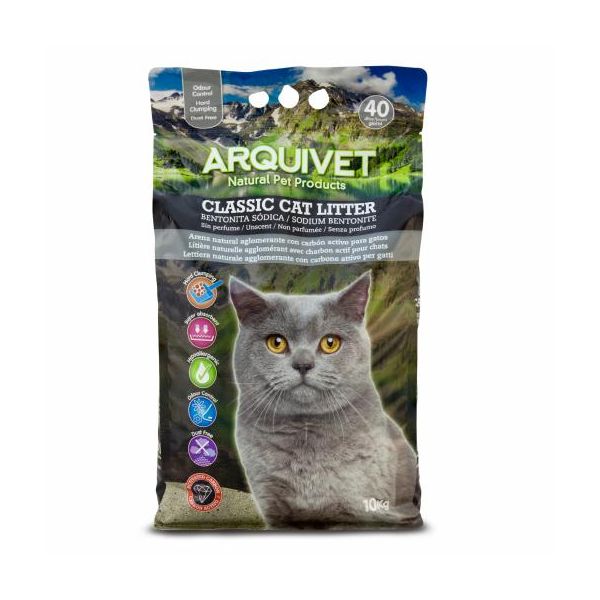 Arquivet Areia Aglomerante Classic Cat Litter Natural Bentonite Carbón Activo 10 Kg