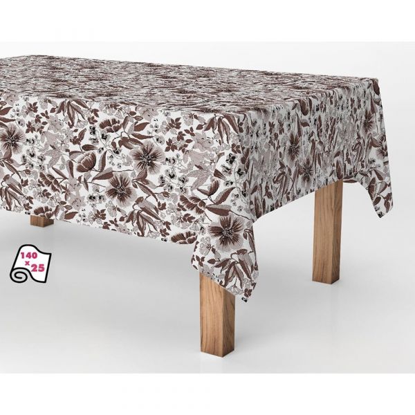 Exma Rolo de Toalha Mesa PVC Anti-manchas 140cm x 25m Flores Modernas