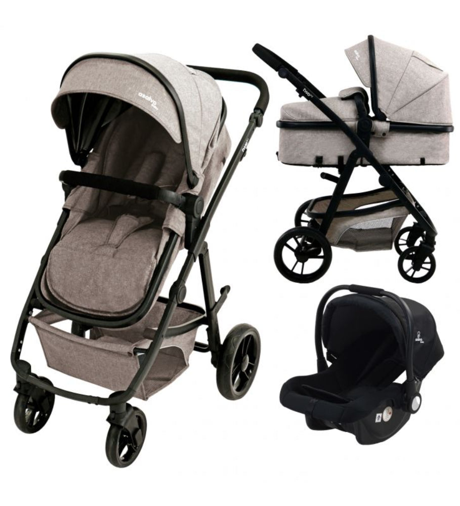 Carrinho de bebé 3 em 1 Asalvo Two + 2 Beige