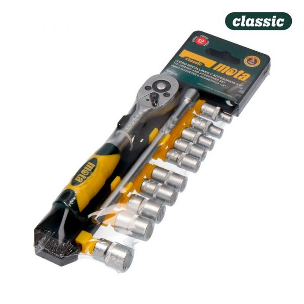 Mota Conjunto de 12 Pcs de Chaves e Acessórios 1/4 ""cr.v. EK410 - 840008019
