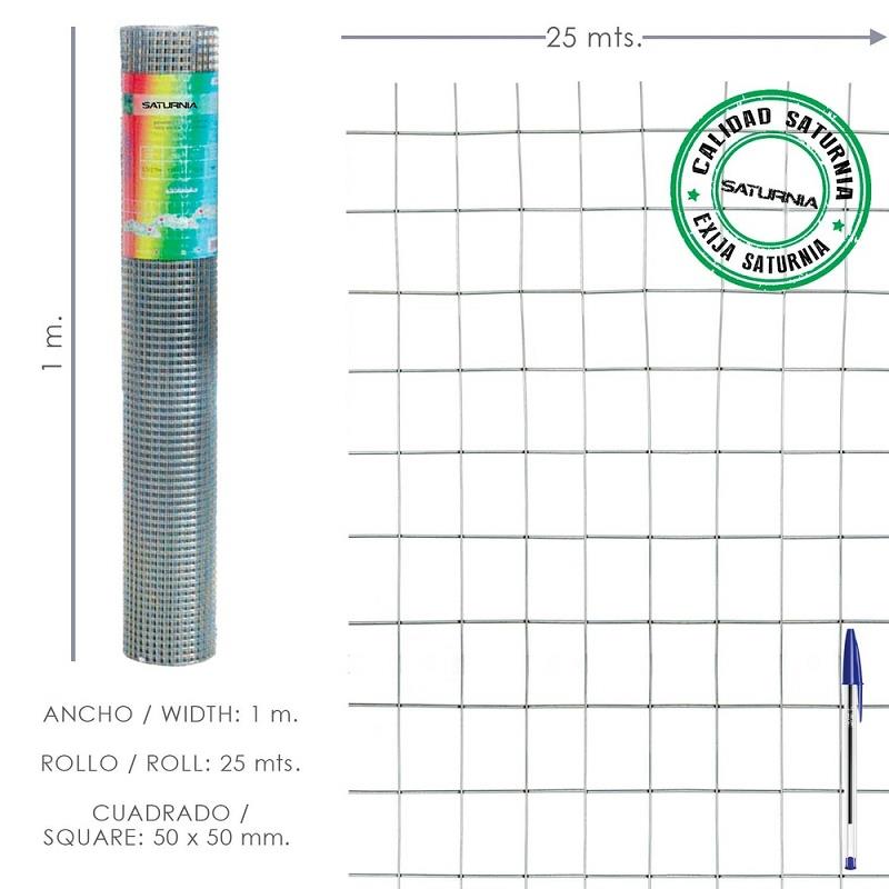REDE VEDAÇAO METALICA QUADRADA 50MM 1X25M SATURNIA