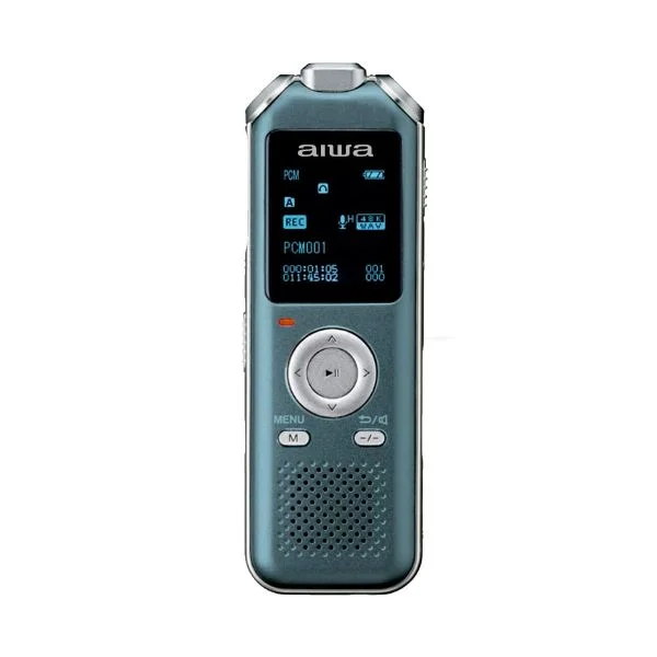 Aiwa Gravador de Voz Digital DVR-M700 16GB Metal Três Microfones Estéreo Azul e Prateado