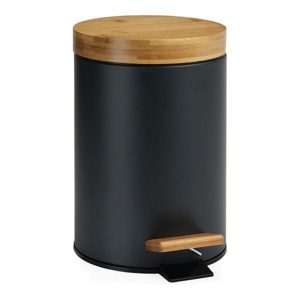 Andrea House Caixote do Lixo com Pedal Preto/bambu 3l