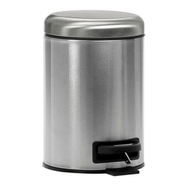 Andrea House Caixote do Lixo Pedal 3L Metal Prateado