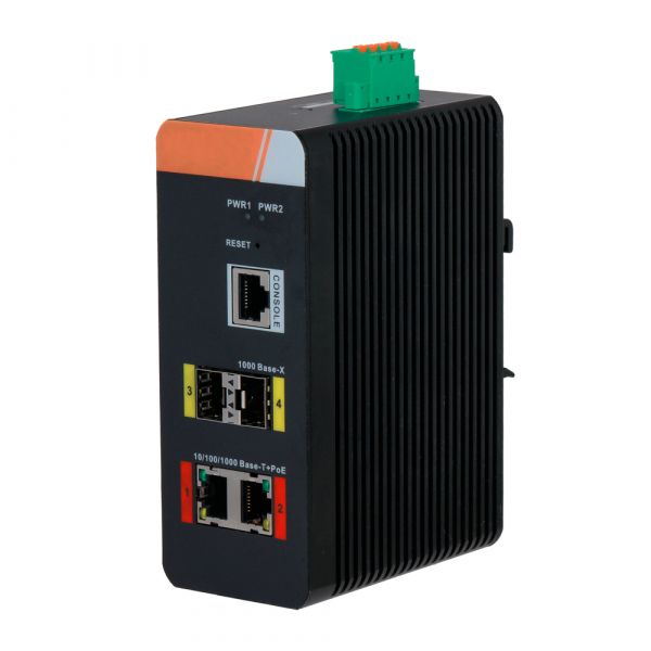 X-Security Switch Industrial Administrável 2 Portas PoE RJ45 Gigabit + 2 Portas Gigabit SFP