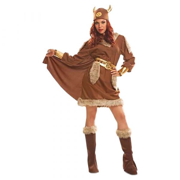 Viving Costumes Viking Disfarce Mulher Castanho S