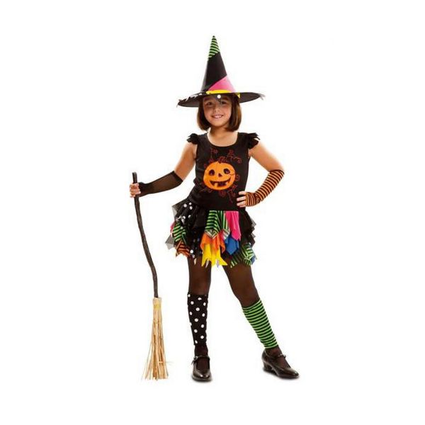 Viving Costumes Pumpkin Brujita Disfarce Menina Colorido 7-9 Anos