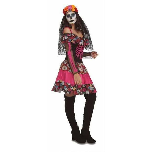 Viving Costumes Day Of The Dead Disfarce Mulher Rosa S