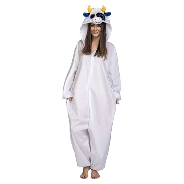Viving Costumes Big Eyes Cow Monkey With Hood Disfarce Mulher Branco M-L