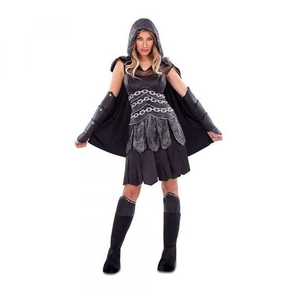 Viving Costumes Dark Guerrera Disfarce Mulher Preto S