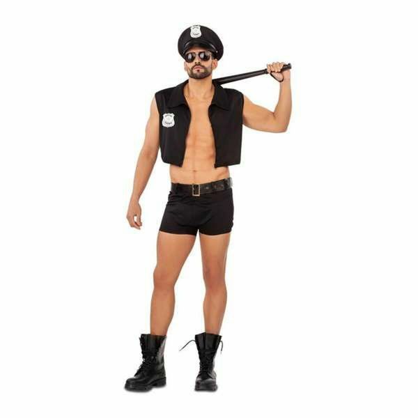Viving Costumes Police Disfarce Homem Preto XL