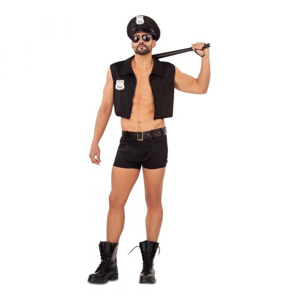 Viving Costumes Police Disfarce Homem Preto M-L