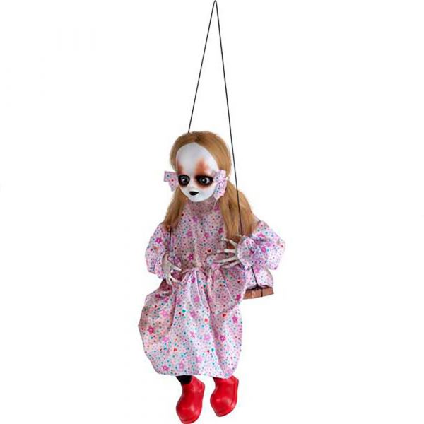 Viving Costumes Psychopath Girl With Swing With Sound Light And Movement 85x33x20 cm Rosa