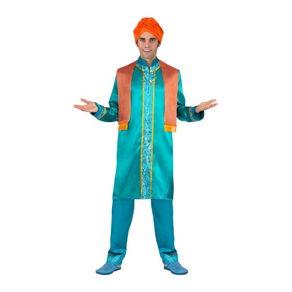 Viving Costumes Hindu Man With A Scarf And Turban Shirt Costume Azul L