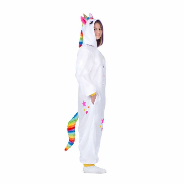 Mom Fato De Unicorn Kigurumi Com Capuz E Cauda Para Homem S-M White