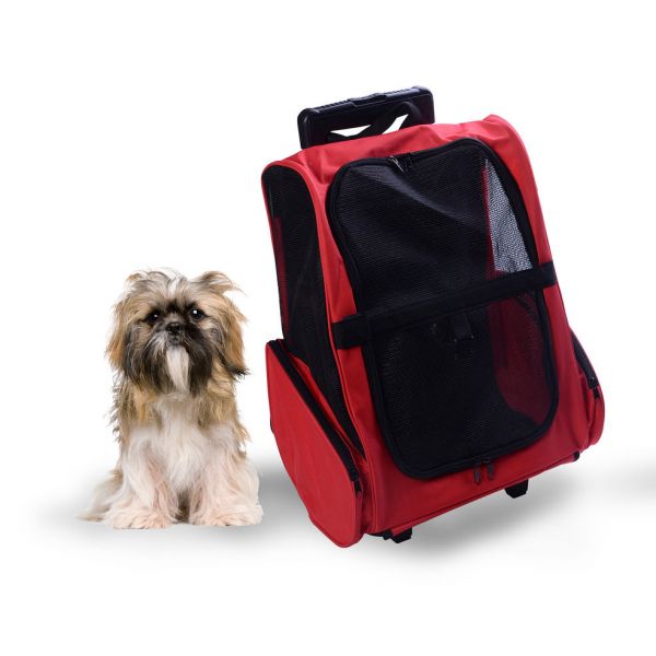 PawHut Transportadora 2 em 1 Cães Preto e Vermelho 35x27x49 cm