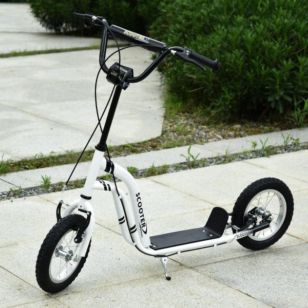 HomCom Trotinete com Altura Ajustável 2 Pneus Branco