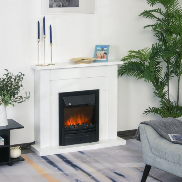 HomCom Lareira Elétrica Com Temporizador Termostato Luz De 5 Níveis 102x30x95
