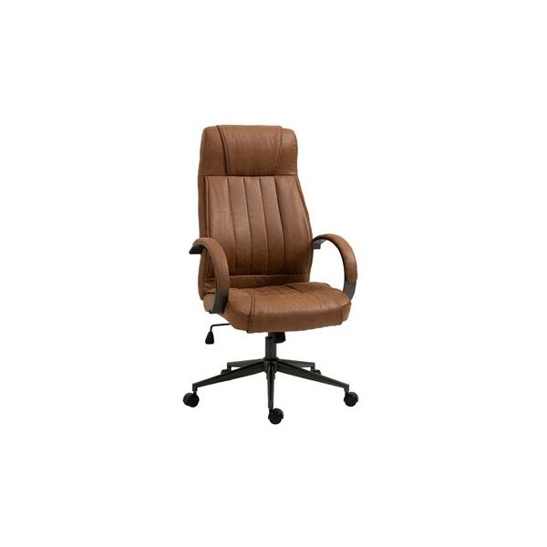 Vinsetto Cadeira de Escritório Ergonómica Giratória Altura Ajustável Apoio p/ a Cabeça Apoio p/ o Braço e Encosto Acolchoado 61,5x52,5x118-126cm Marrom - 921-475