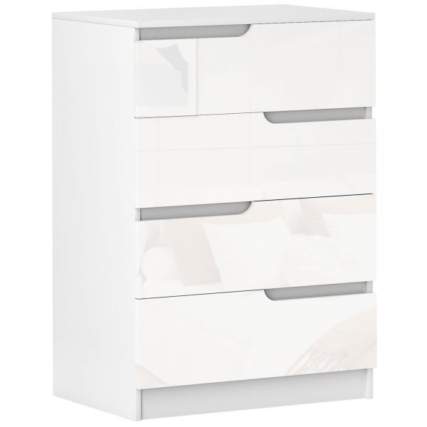 Homcom Cómoda com 4 Gavetas Cómoda de Quarto Moderna com Sistema Anti-tombo 60x40x85 cm Branco - 831-905V00WT
