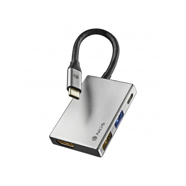 NGS Adaptador de Aluminio 4 para1 USB-C Multi-Portas WONDERDOCK4