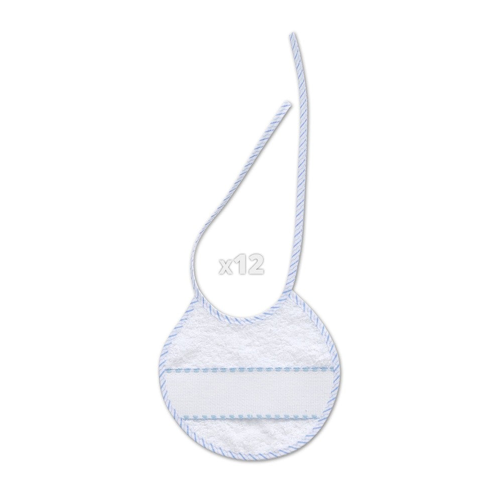 Babete Em Ponto Cruz 20X20 Branco / Azul Interbaby