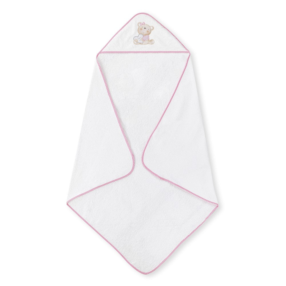 Toalha de banho 100X100 Algodão Terry+Escova&Comb Love You Branco/Rosa Interbaby
