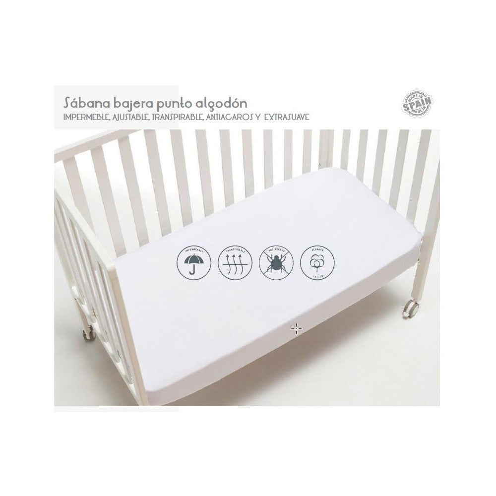 Lençol De Baixo Para Cama 60X120 Jersey 100% Algodão Impermeavél, Traspiravel Interbaby