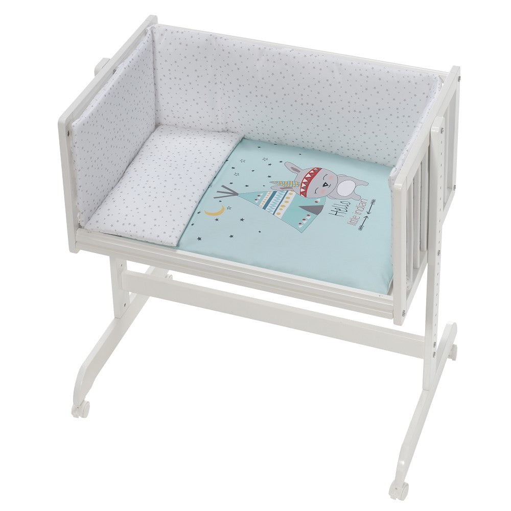 Berço Co Sleep Em Branco Faia+Lençóis+Vestimenta+Colchão Tipi Oso Verde Interbaby