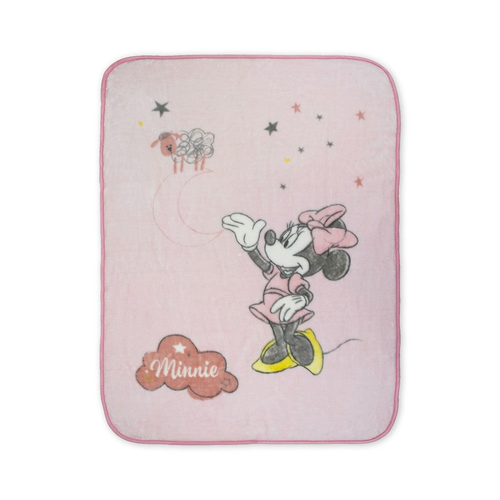 Manta 110X140 Raschel Minnie Rosa Interbaby