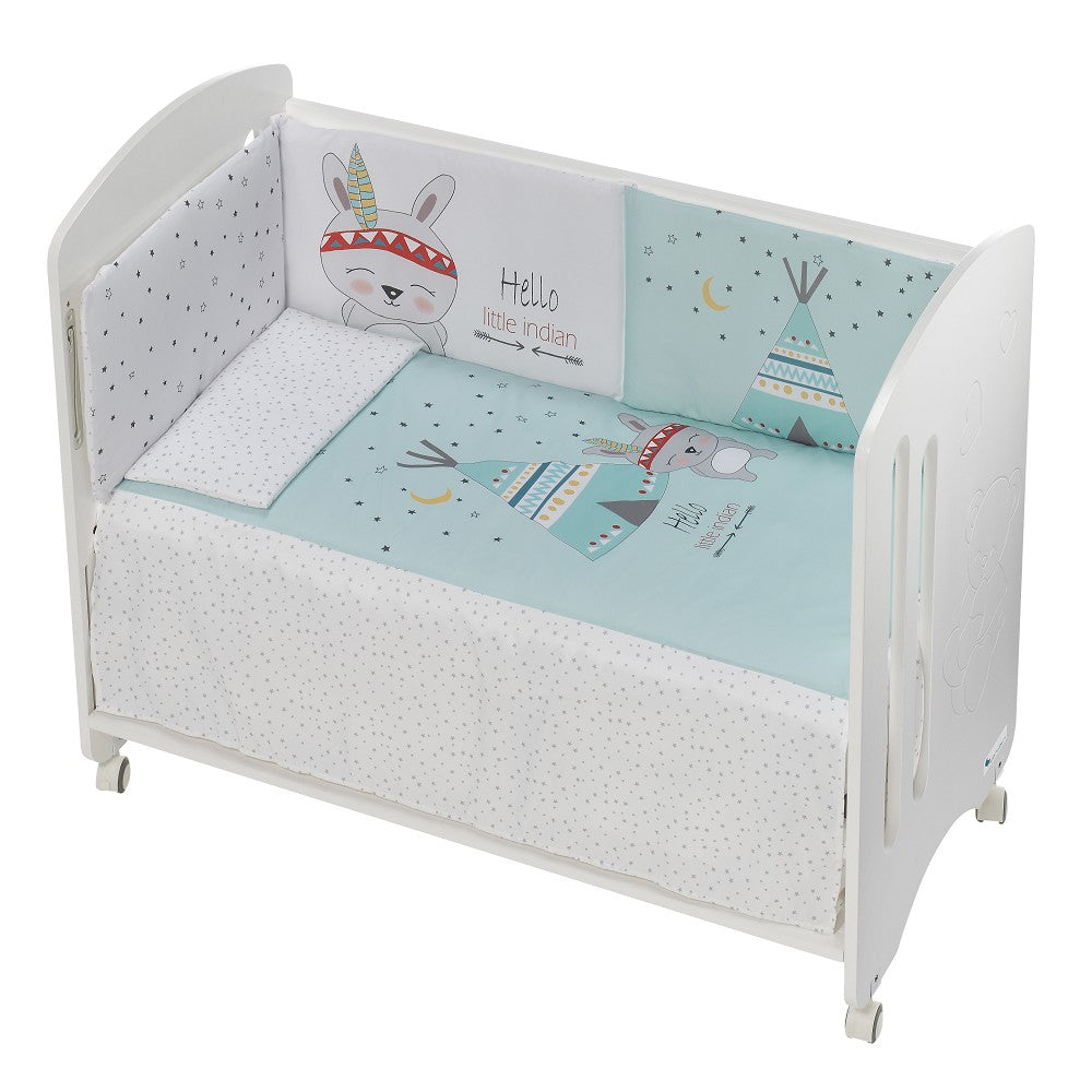 Cama Lovely Premium+Conjunto Para Cama60X120(Colcha+Protetor De Cama+Almofada) Algodão Tipi Oso Verde Interbaby