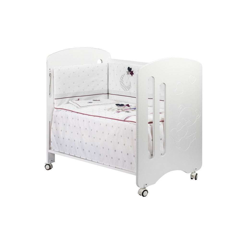 Cama Lovely Premium+Conjunto Cama60X120 (Colcha+Protetor De Cama+Almofada) Algodão Oso Amoroso Rosa Interbaby