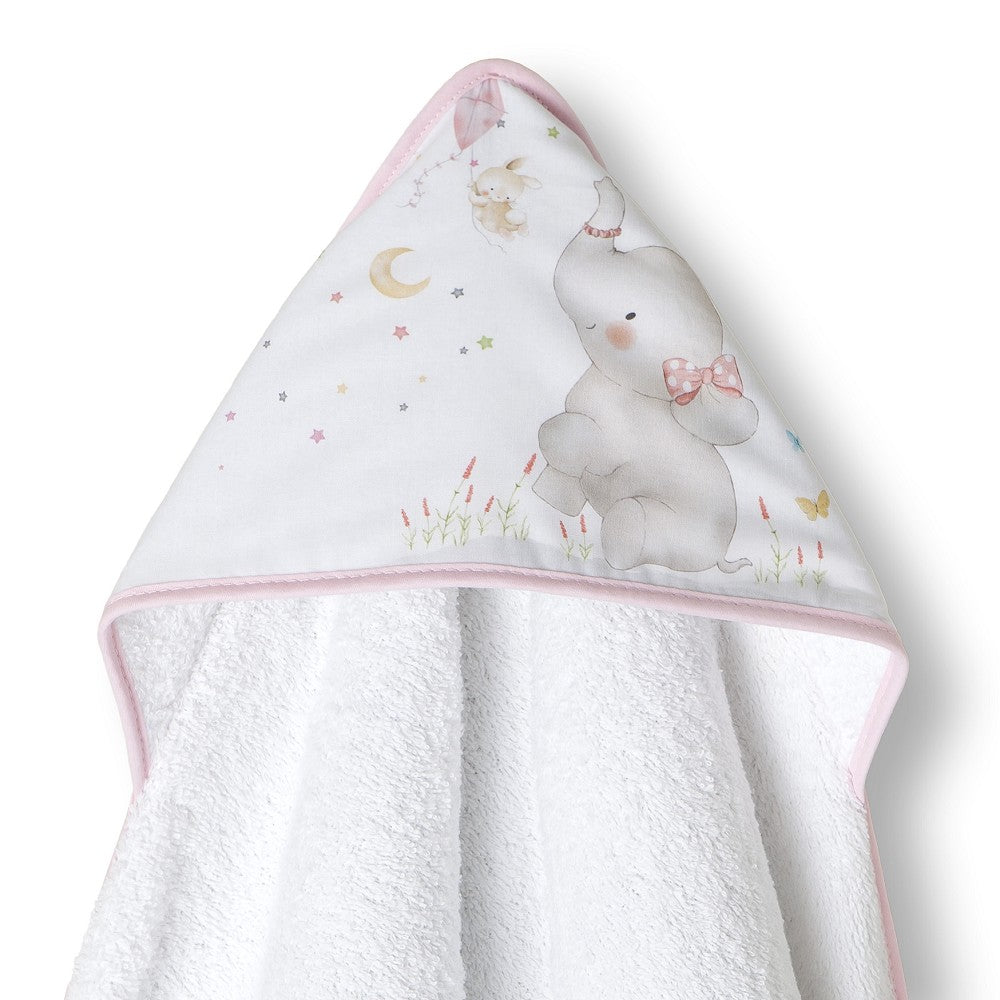 Toalha de banho 100X100 Algodão Elefante Rosa Interbaby
