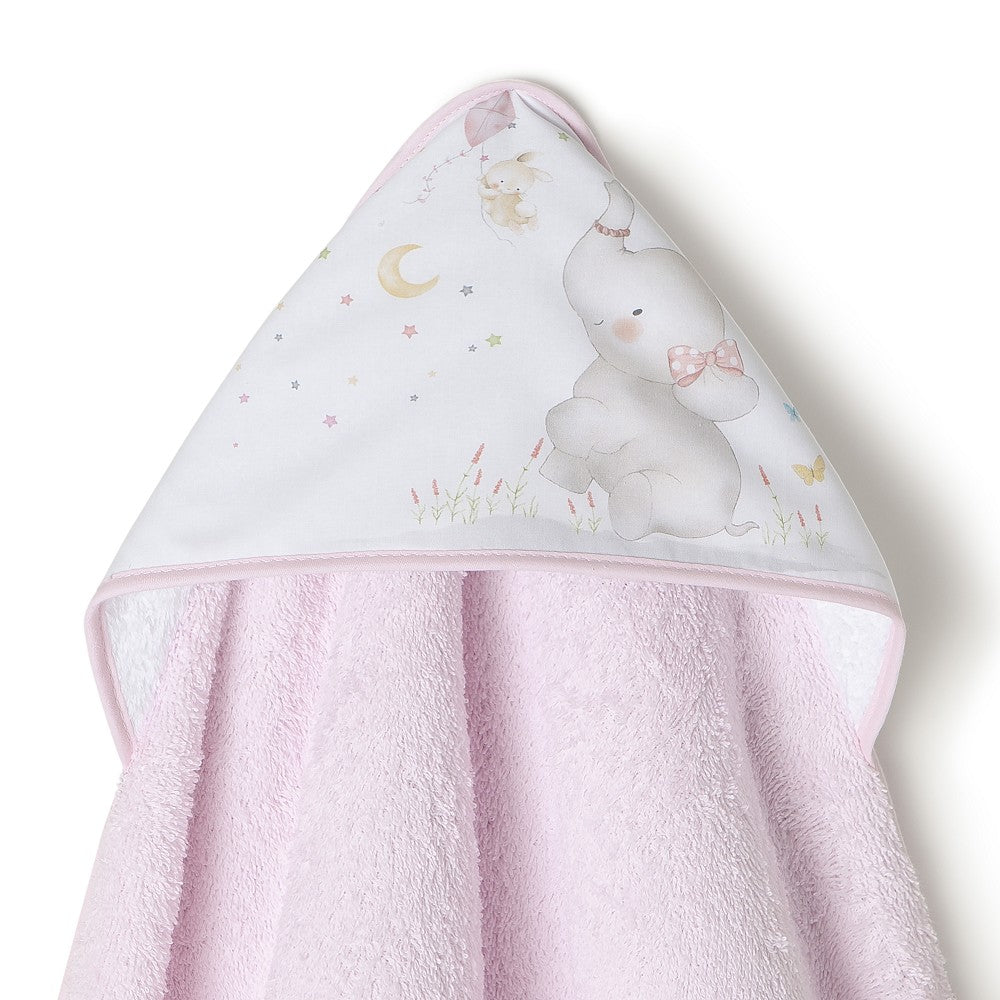 Toalha de banho 100X100 Algodão Elefante Rosa Interbaby