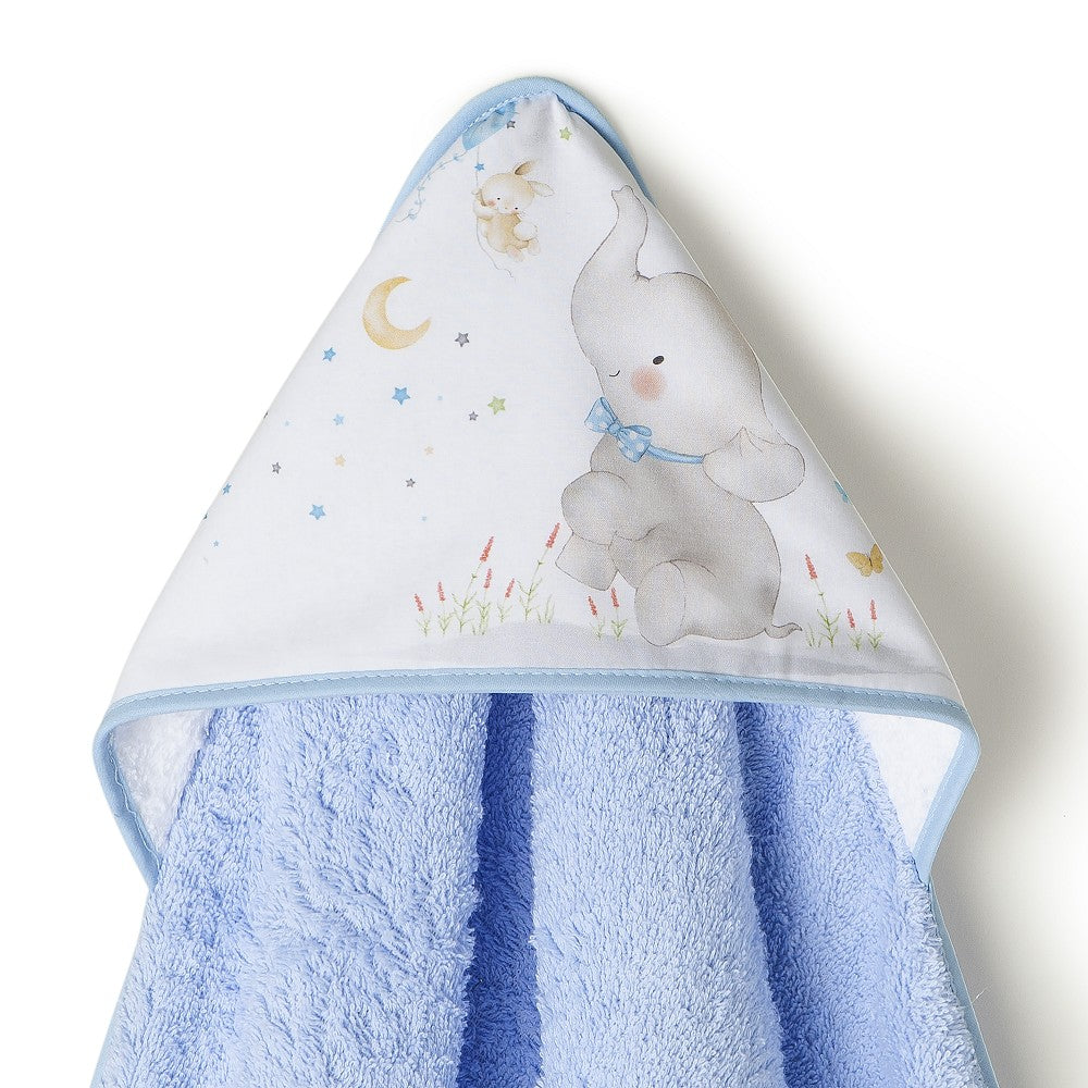 Toalha de banho 100X100 Algodão Elefante Azul Interbaby