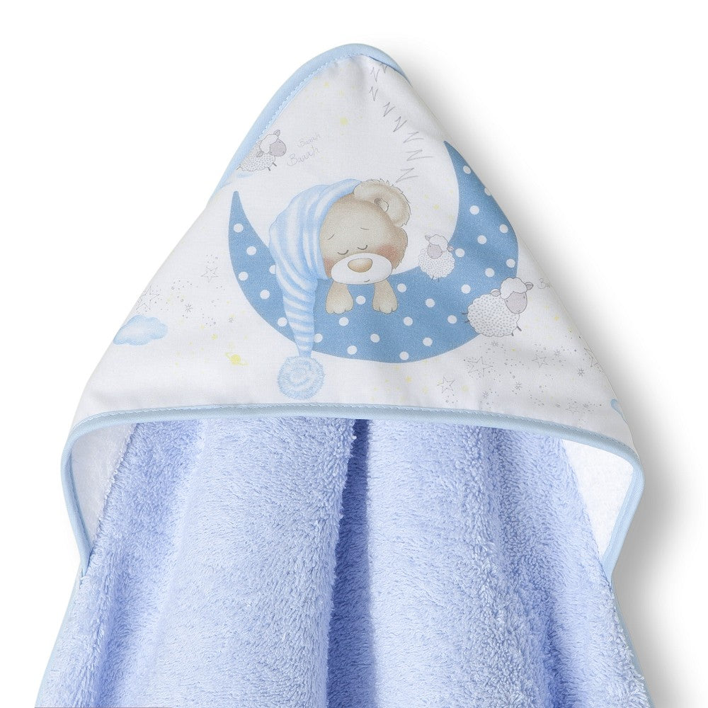 Toalha de banho 100X100 Algodão Bear Sleeping Azul Interbaby