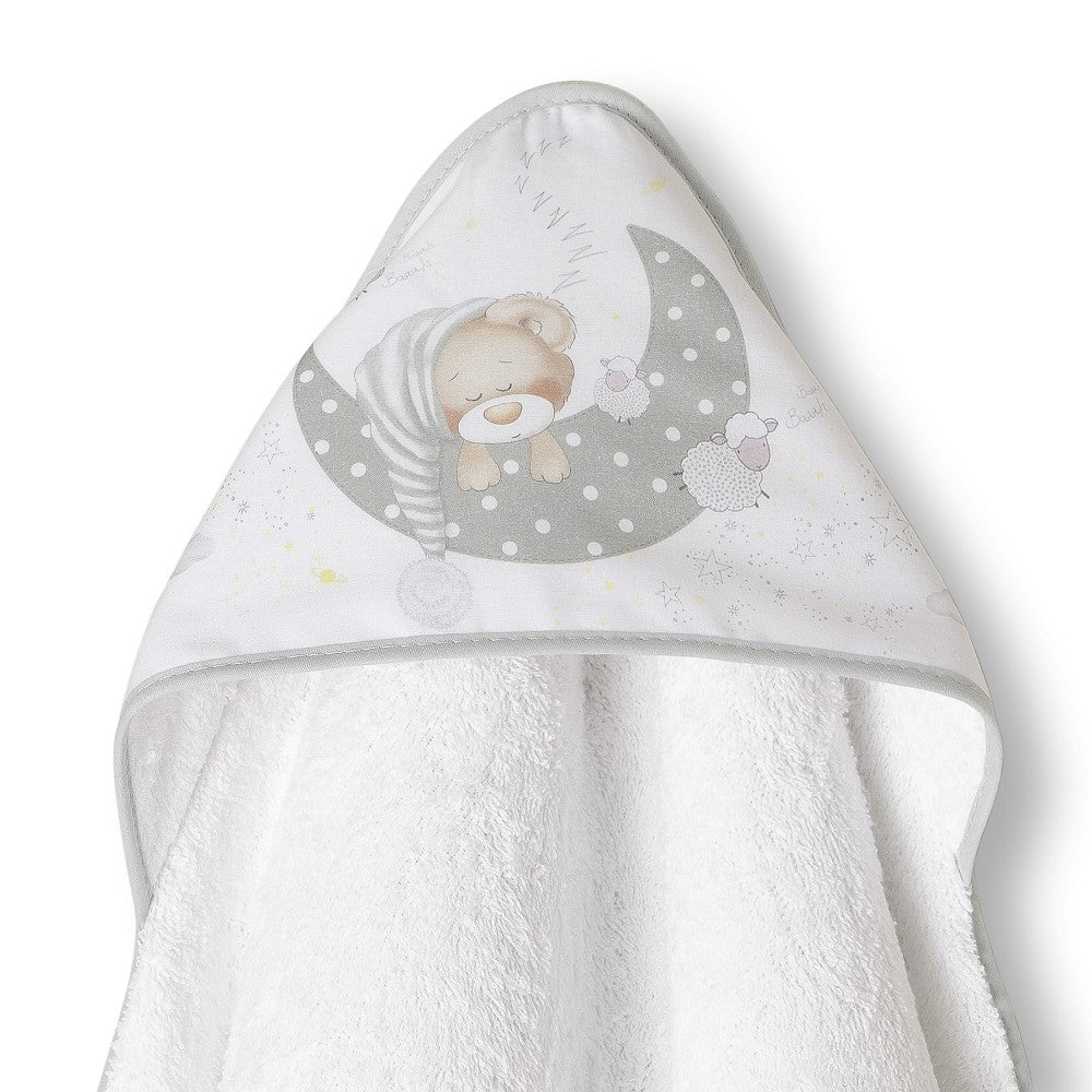 Toalha de banho 100X100 Algodão Bear Sleeping Cinza Interbaby