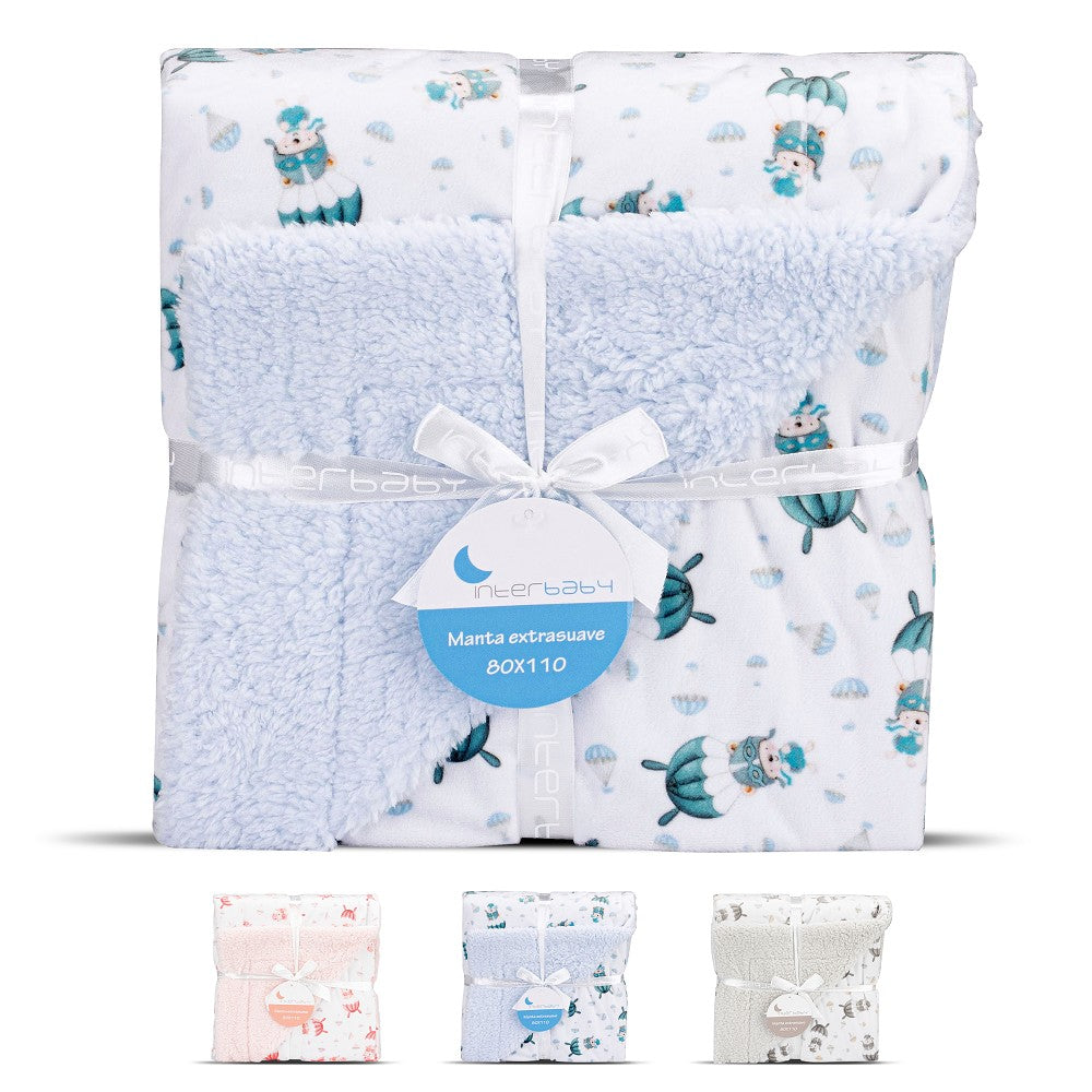 Manta Com Carneiro Paraquedista Azul Interbaby