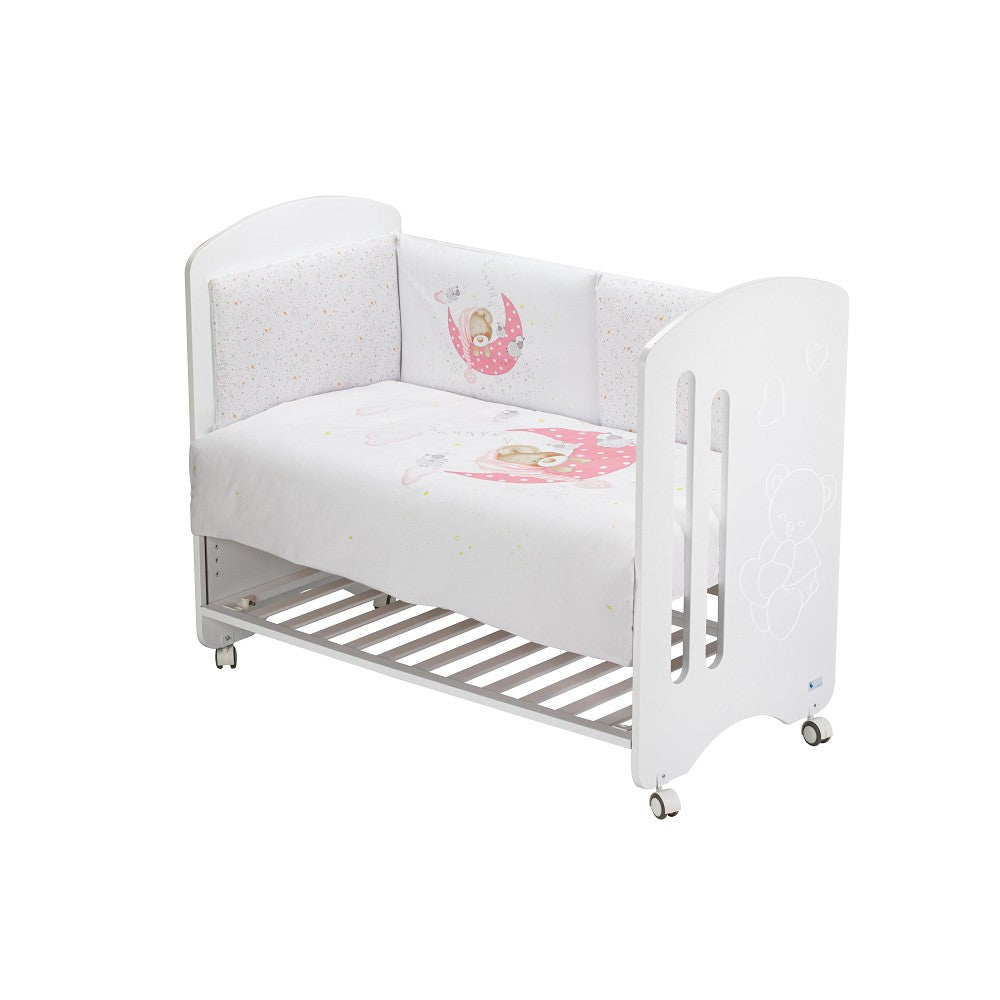 Conjunto 2 Pçs Amovivel (Colcha+Protetor De Cama) Bear Sleeping Rosa Interbaby